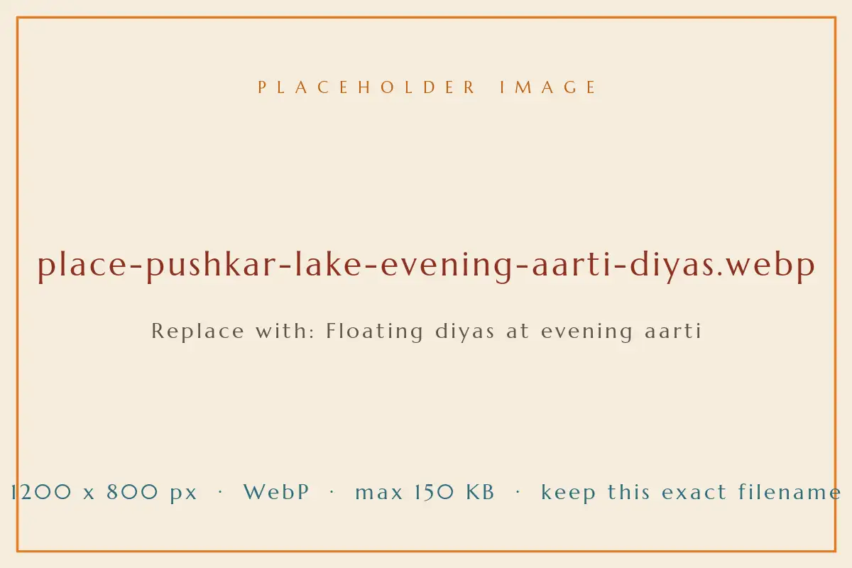 Floating diyas and marigold offerings on Pushkar Lake during the evening aarti