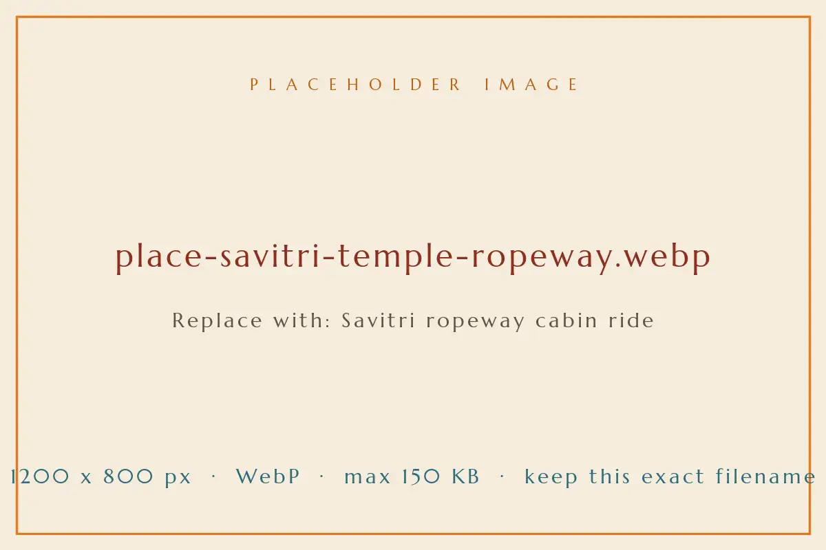 Ropeway cabin climbing the hill towards Savitri Mata Temple above Pushkar
