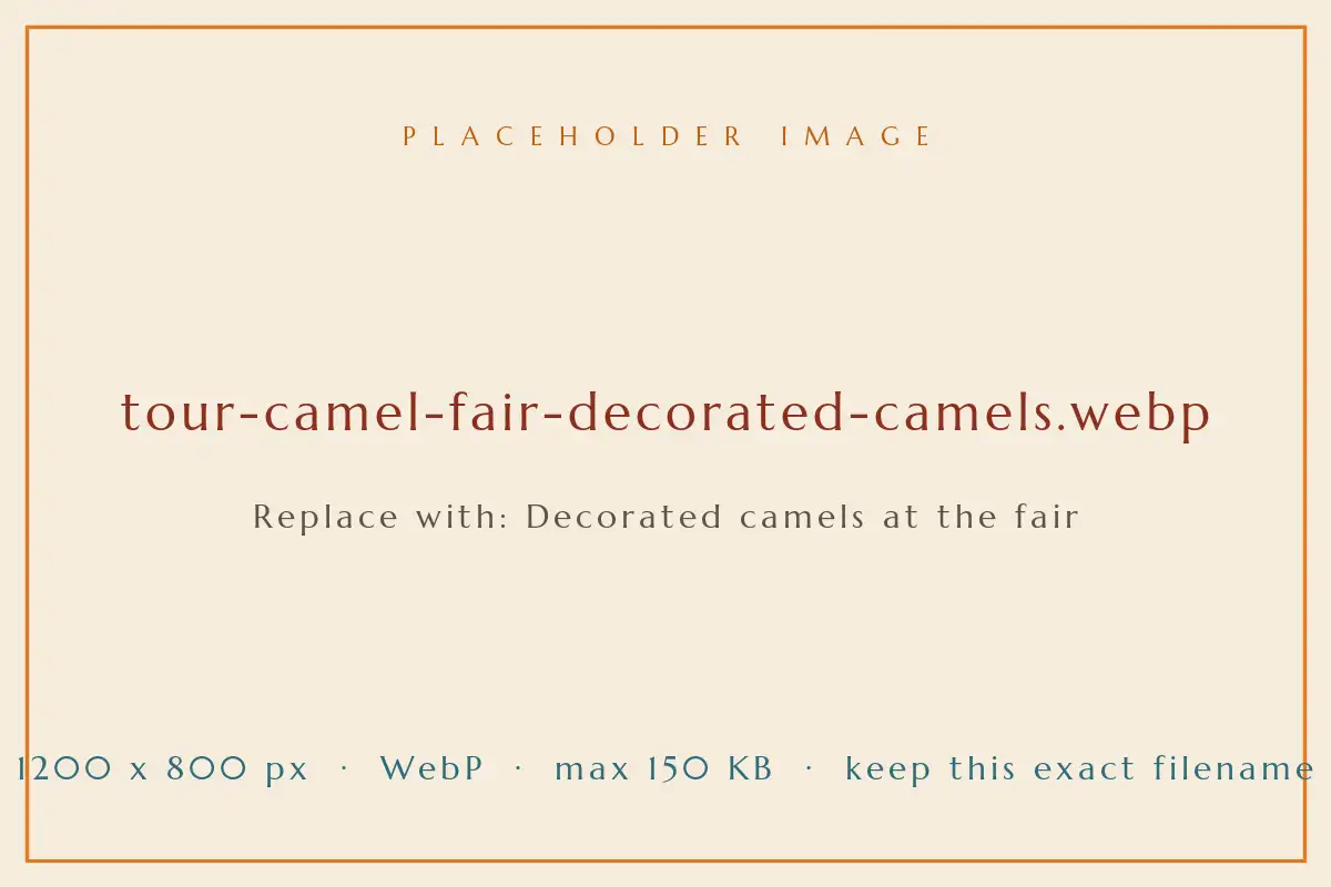 Decorated camels in traditional harnesses and painted patterns at the Pushkar Camel Fair